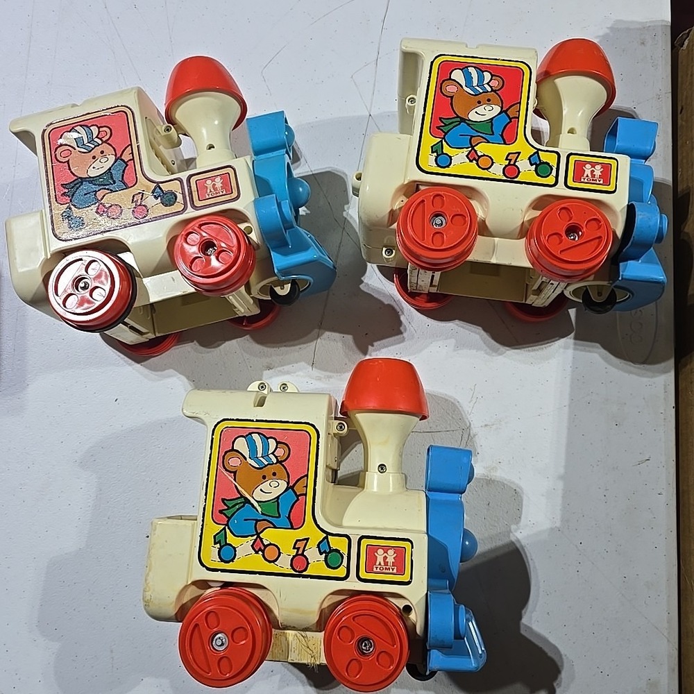 Lot Of 3 Vintage 1975 Tomy Corp. Musical Train No Discs